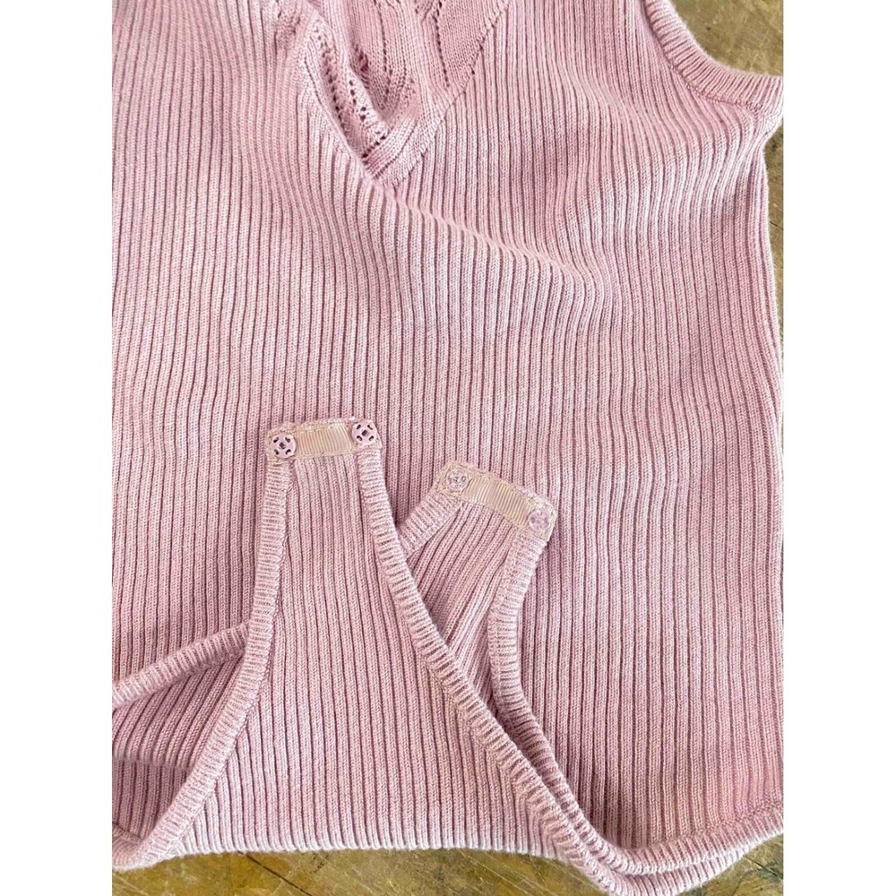 Free People Pink Ribbed On Point Yoke High Mock Neck Bodysuit Sleeveless S - Picture 6 of 9